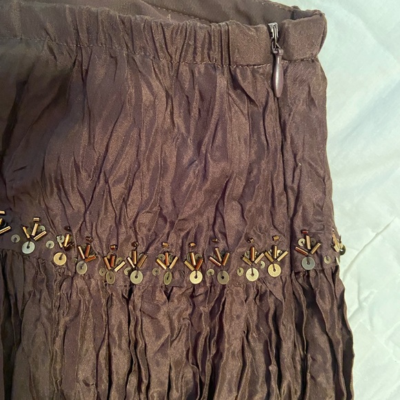 TALBOTS SILK SKIRT/RICH DARK BROWN/Sequin & bead accents/NEVER WORN W TAGS - Picture 8 of 8